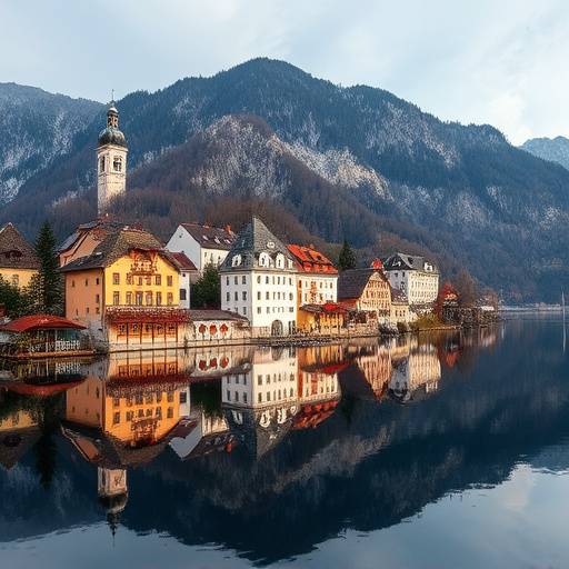 Blick auf die Altstadt von Hallstatt mit dem Hallst&radic;&sect;tter See