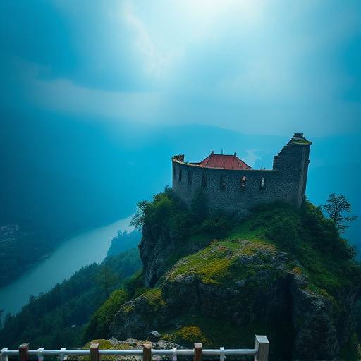 Der mystische Bergfried und die Ruinen von Aggstein &radic;&ordm;ber der Donau