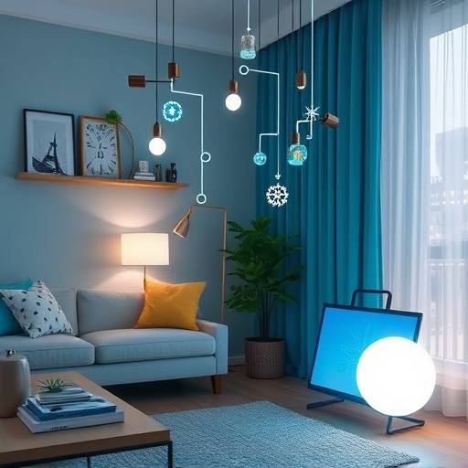 Eine Darstellung des Internet of Things (IoT) mit vernetzten Ger&radic;&sect;ten im Haushalt.